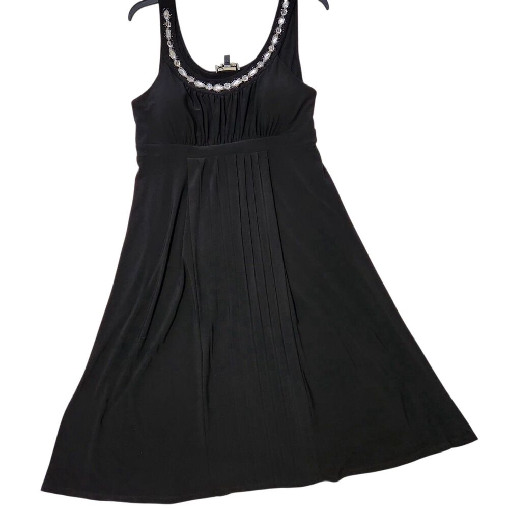 Signature By Sangria Dress Size 12 Black Sleeveless Stretch Knee Length